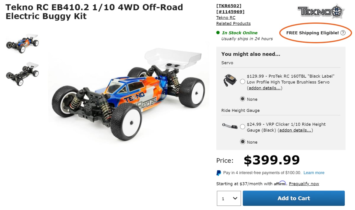 Free Shipping shown on a product
